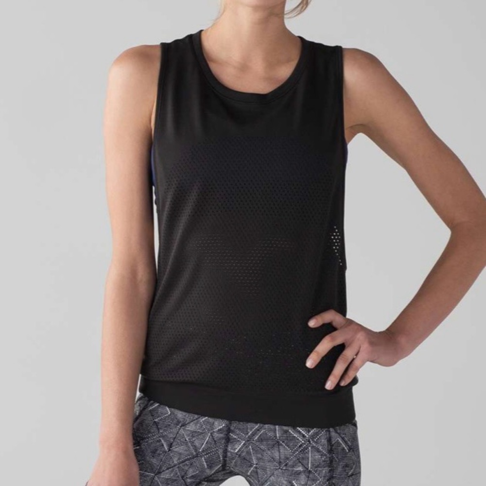 LULULEMON‎ Black Breeze By Muscle Tank II Active Running Workout Tank Top Size 4